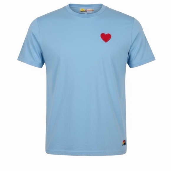 Aviator Nation Tops - Aviator Nation Light Blue Tee with Red Heart Patch